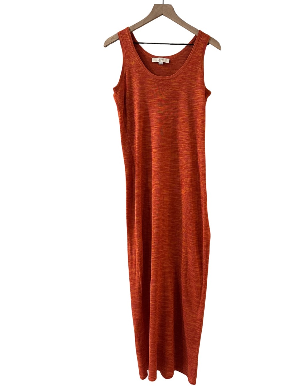 Loft Sleeveless Knit Orange Maxi Tank Dress